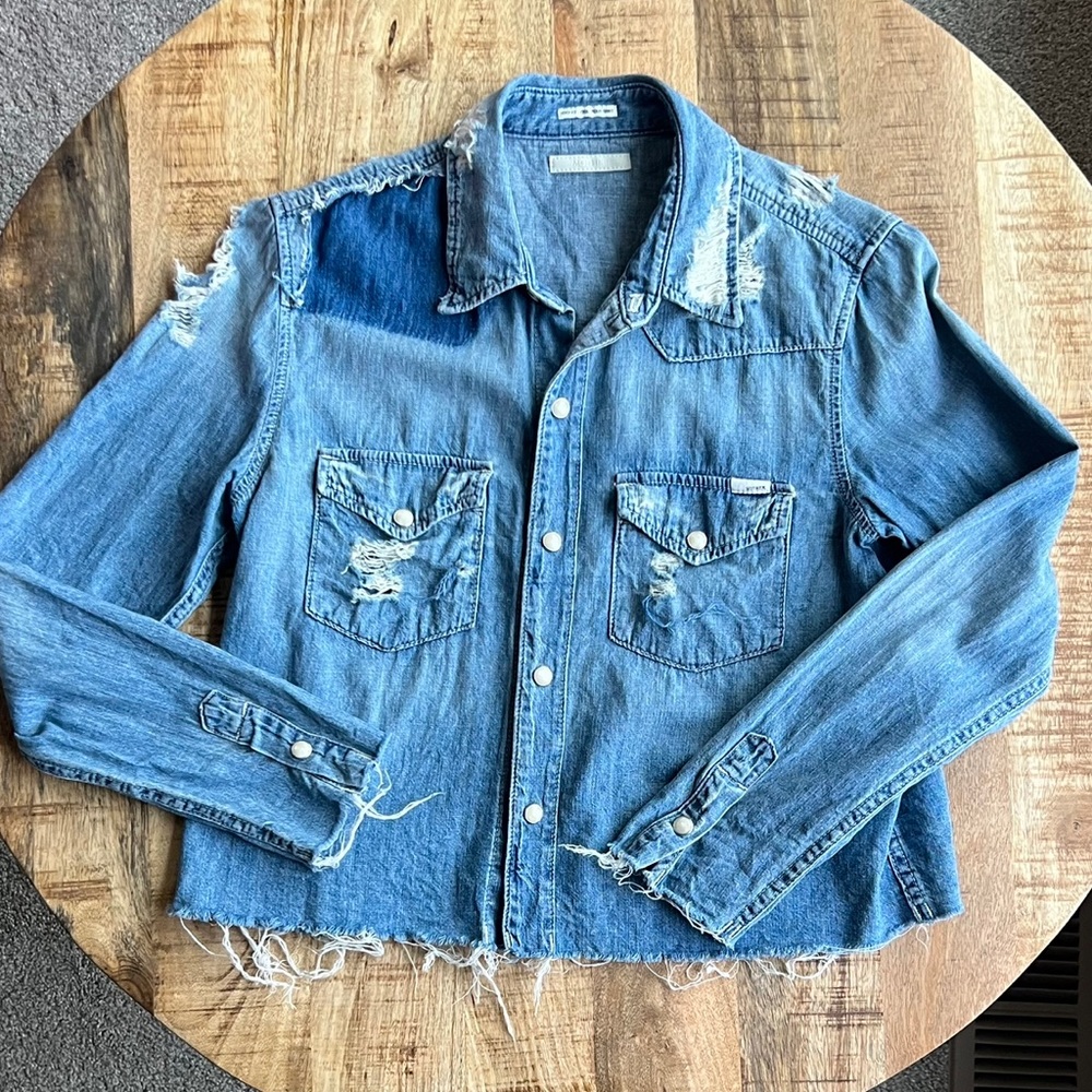 MOTHER Denim Super Exes Crop Fray